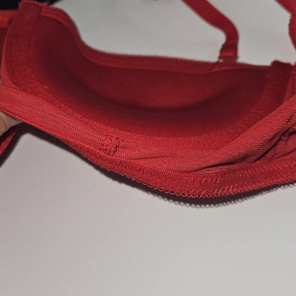 Tommy Hilfiger Red Women's Bra 34B Push Up Logo Mesh 5 Hoock Adjustable Sraps - Picture 13 of 15